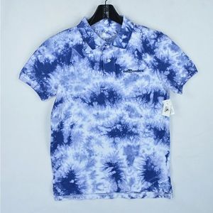 NWT Disney Parks Walt Disney World Tie-Dye Polo Shirt Slim Fit Blue Size Small